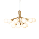 Brushed Brass/Opal 18 Lights Apiales Chandelier by Nuura
