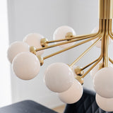 Brushed Brass/Opal 18 Lights Apiales Chandelier by Nuura