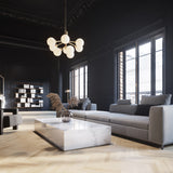 Brushed Brass/Opal 9 Lights Apiales Chandelier by Nuura in Living Room