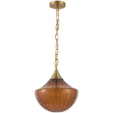 Brushed Gold/Amber Glass Farrah Pendant by Alora Lighting