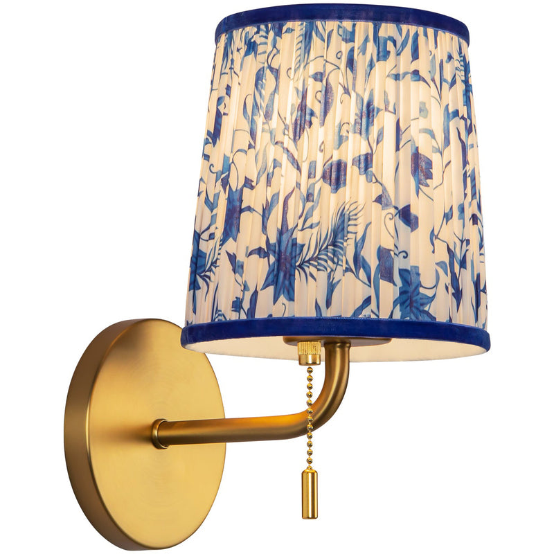 Brushed Gold/Blue Linen 6inch Scout Wall/Vanity Light by Alora Lighting