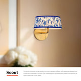 Brushed Gold/Blue Linen 8inch Scout Wall/Vanity Light by Alora Lighting