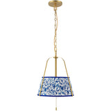 Brushed Gold/Blue Linen Scout Pendant by Alora Lighting