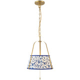 Brushed Gold/Blue Linen Scout Pendant by Alora Lighting