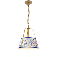 Brushed Gold/Blue Linen Scout Pendant by Alora Lighting