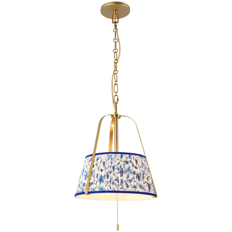 Brushed Gold/Blue Linen Scout Pendant by Alora Lighting