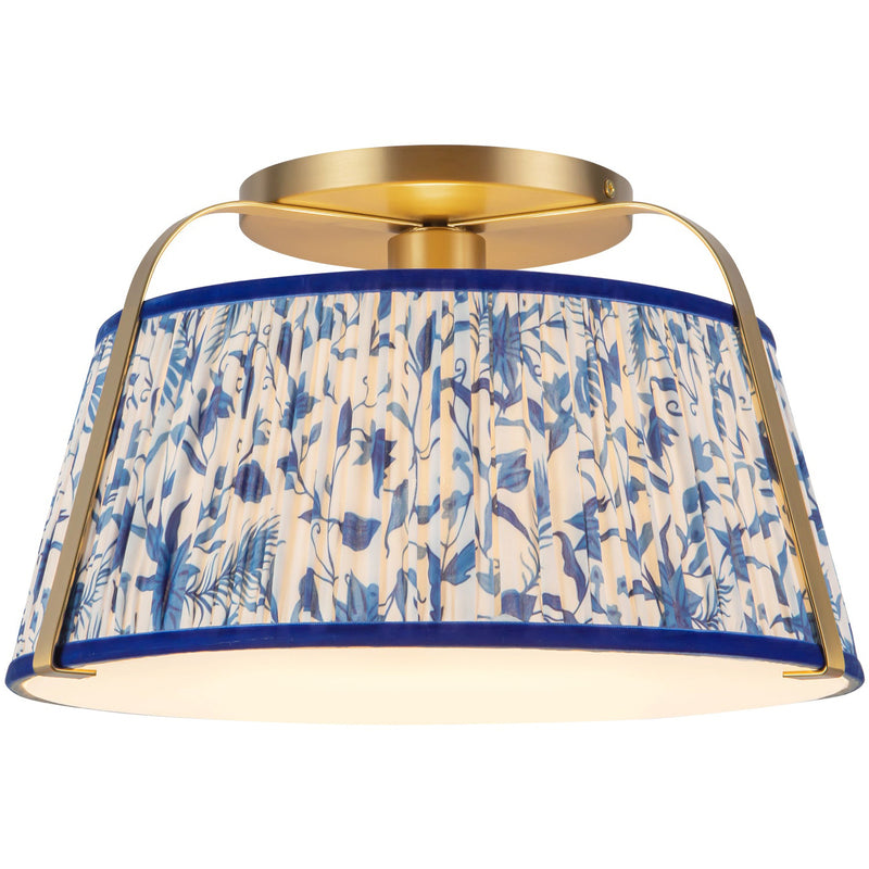 Brushed Gold/Blue Linen Scout Semi-Flush Mount by Alora Lighting