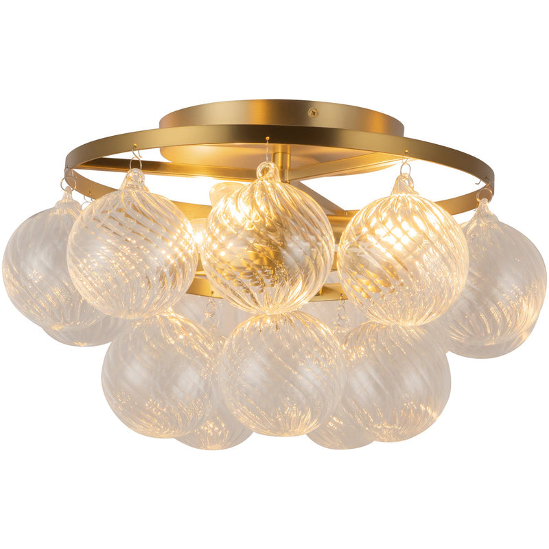 Brushed Gold/Clear Ribbed Glass Faye Semi-Flush Mount by Alora Lighting
