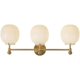 Brushed Gold/Glossy Ribbed Opal Glass Cherise Vanity Light by Alora Lighting