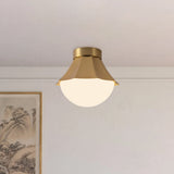 Brushed Gold/Matte Opal Glass Shelton Semi-Flush Mount by Alora Lighting