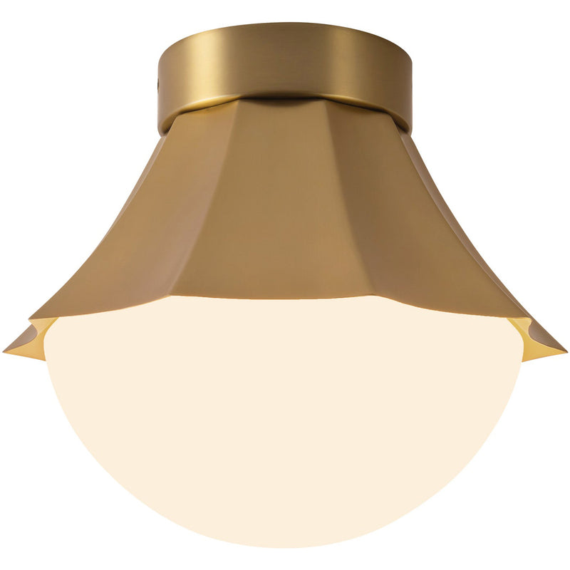 Brushed Gold/Matte Opal Glass Shelton Semi-Flush Mount by Alora Lighting