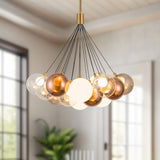 Brushed Gold-Mix Glass 28inch Bolla Chandelier by Kuzco Lighting