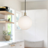 Brushed Gold-Opal Glass Bolla Pendant by Kuzco Lighting