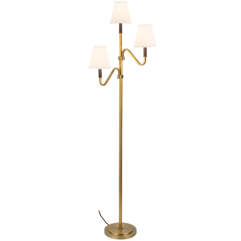 Brushed Gold/White Linen Sloan Floor Lamp by Alora Lighting