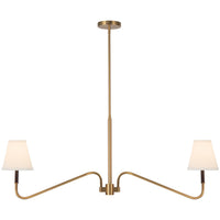 Brushed Gold/White Linen Sloan Linear Pendant by Alora Lighting