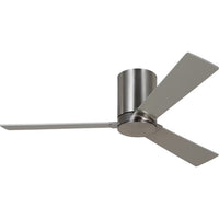 Brushed Steel Housing with Silver and Walnut Reversible Blades Rozzen 44inch Hugger Ceiling Fan by Visual Comfort Fans