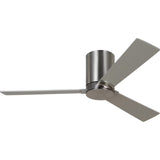 Brushed Steel Housing with Silver and Walnut Reversible Blades Rozzen 44inch Hugger Ceiling Fan by Visual Comfort Fans