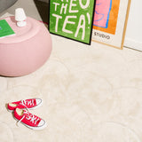 Bubble Area Rug - Vanilla Ice, under a pouf