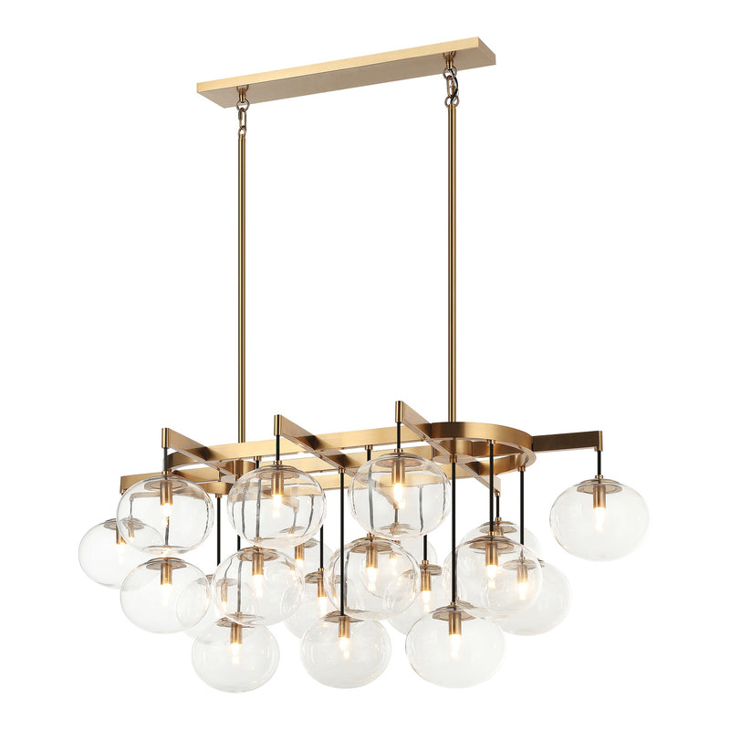 Bulbus Linear Chandelier Aged Gold Brass
