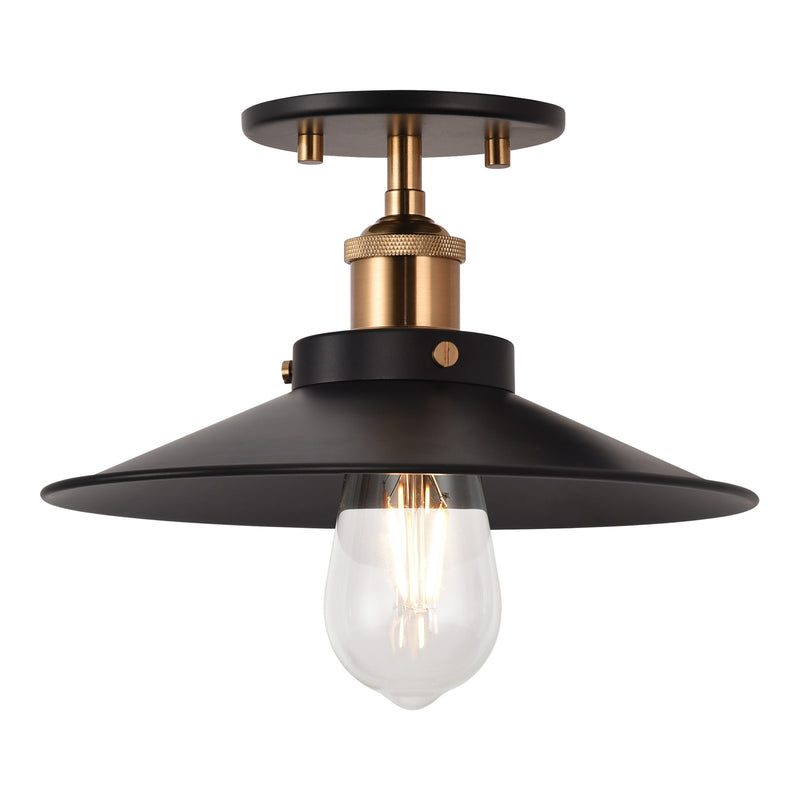 Bulstrode's Workshop Shaded Ceiling Mount 10 Inch Aged Gold Brass Black