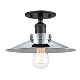 Bulstrode's Workshop Shaded Ceiling Mount 10 Inch Black Chrome with White Interior