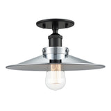 Bulstrode's Workshop Shaded Ceiling Mount 12 Inch Black Chrome with White Interior