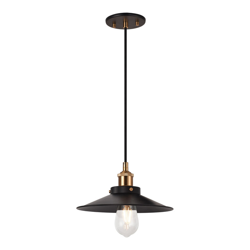 Bulstrode's Workshop Shaded Pendant 10 Inch Aged Gold Brass Black