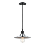 Bulstrode's Workshop Shaded Pendant 10 Inch Black Chrome with White Interior