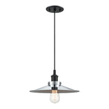 Bulstrode's Workshop Shaded Pendant 12 Inch Black Chrome with White Interior