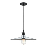 Bulstrode's Workshop Shaded Pendant 14 Inch Black Chrome with White Interior