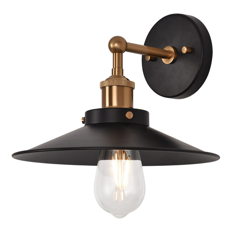Bulstrode's Workshop Shaded Wall Sconce Aged Gold Brass Black