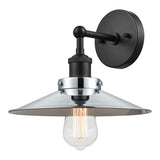 Bulstrode's Workshop Shaded Wall Sconce Black Chrome with White Interior