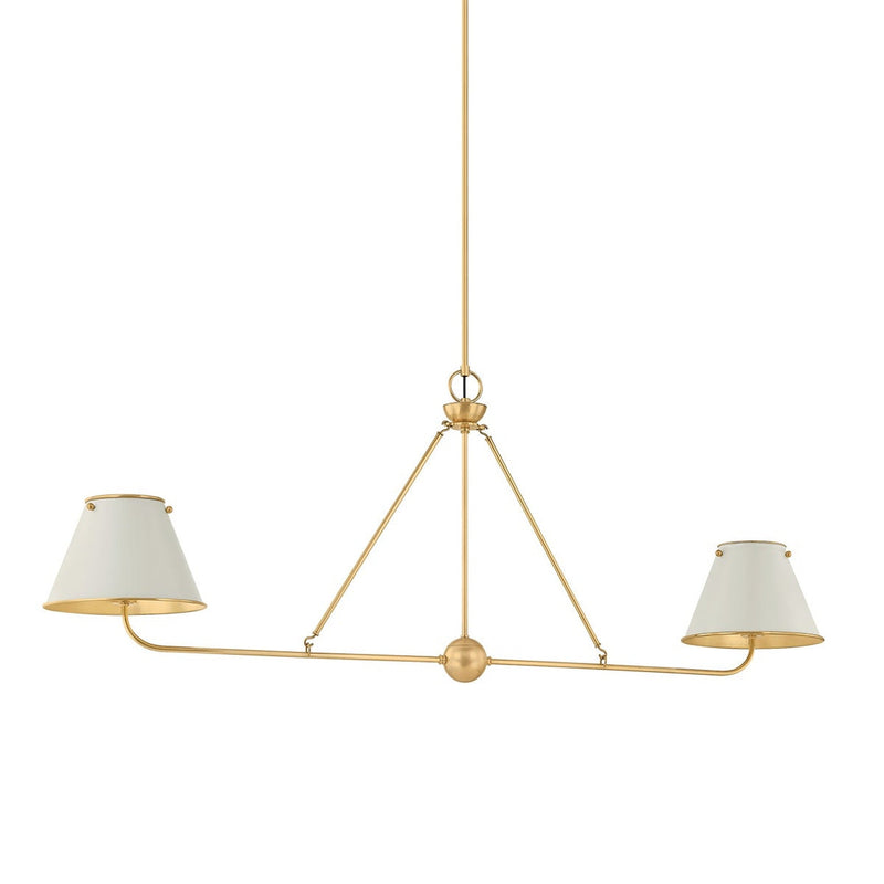 Burghley Linear Suspension - Aged Brass with Off-White by Hudson Valley
