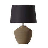 Buriti Table Lamp by Geo Contemporary in Sand ceramic with a Black fabric shade and chrome details