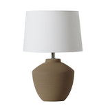 Buriti Table Lamp by Geo Contemporary in Sand ceramic with a White fabric shade and chrome details