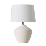 Buriti Table Lamp by Geo Contemporary in White ceramic with a White fabric shade and chrome details