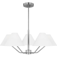 Burke Chandelier — 30", White Linen, Brushed Steel