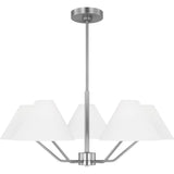 Burke Chandelier — 30", White Linen, Brushed Steel