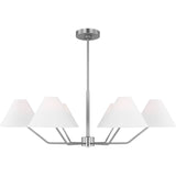 Burke Chandelier — 38", White Linen, Brushed Steel