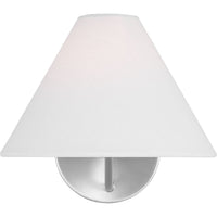 Burke Wall Sconce — 9", White Linen, Brushed Steel