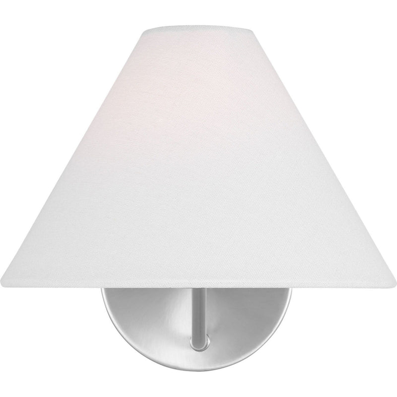 Burke Wall Sconce — 9", White Linen, Brushed Steel