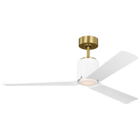 Burnished Brass Housing with Matte White Blades Peel Smart 52" LED Ceiling Fan by Visual Comfort Fans