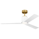 Burnished Brass Housing with Matte White Blades Peel Smart 52" LED Ceiling Fan by Visual Comfort Fans