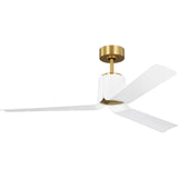 Burnished Brass Housing with Matte White Blades Peel Smart 52" LED Ceiling Fan by Visual Comfort Fans