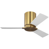 Burnished Brass Housing with Matte White Blades Rozzen 32inch Hugger Ceiling Fan by Visual Comfort Fans