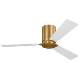 Burnished Brass Housing with Matte White Blades Rozzen 44inch Hugger Ceiling Fan by Visual Comfort Fans