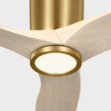 Burnished Brass Housing with Washed White Oak Blades Seyra Smart 44" Hugger LED Ceiling Fan by Visual Comfort Fans