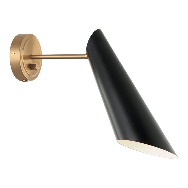 Butera Wall Sconce 13 Inch Aged Gold Brass + Black