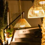 Calobra Portable Pendant Light - lit over outdoor steps