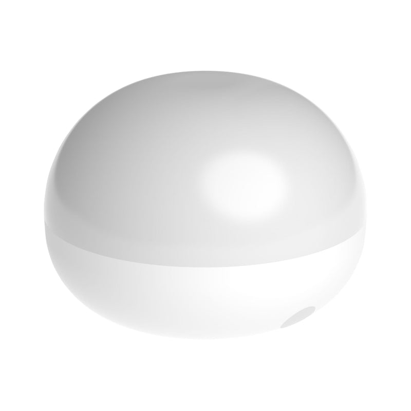 Coco portable LED lamp by New Garden, glossy white pebble-shaped dome on a plain background
